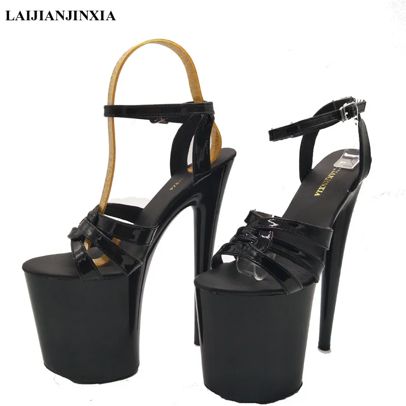 LAIJIANJINXIA Women Shoes Size 35-46 Summer new ladies Black White Red platforms Sandals 20cm thin high heels sexy Dance Shoes