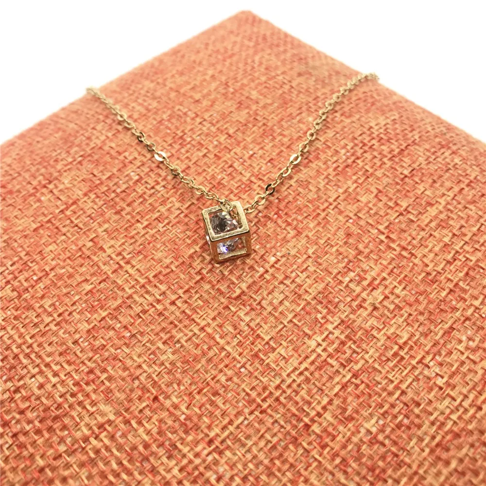 Модное ожерелье с квадратной оправой кулоном золотые аксессуары для пары в