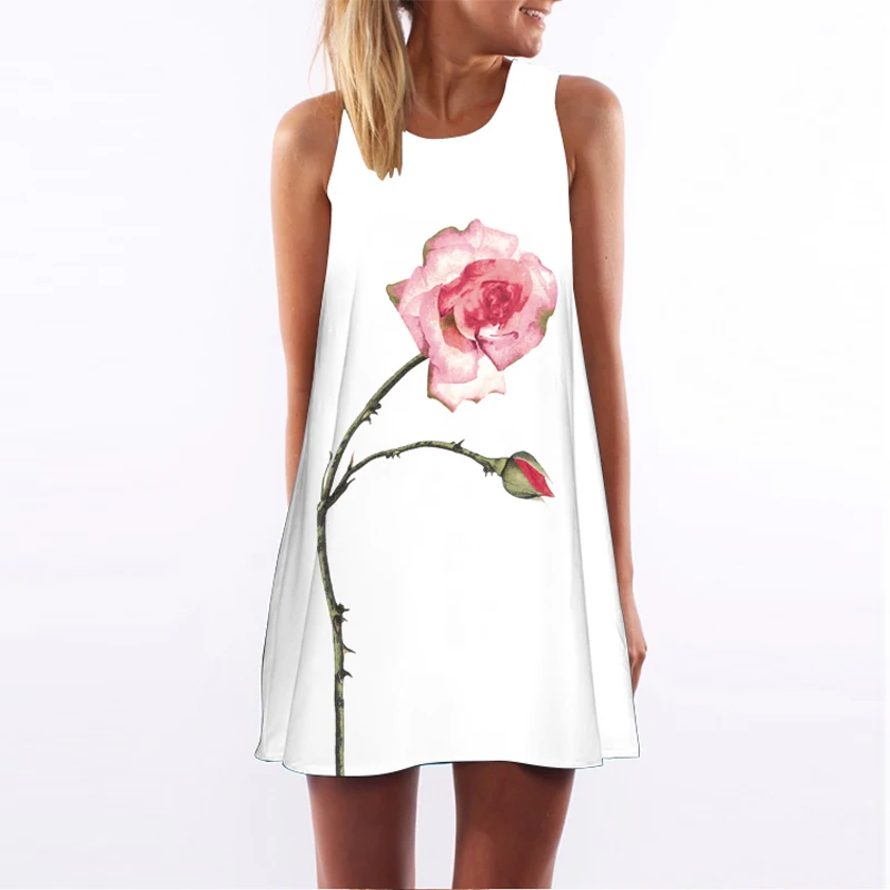 2016 новый стиль летнее платье без рукавов цветочный рисунок на каждый день