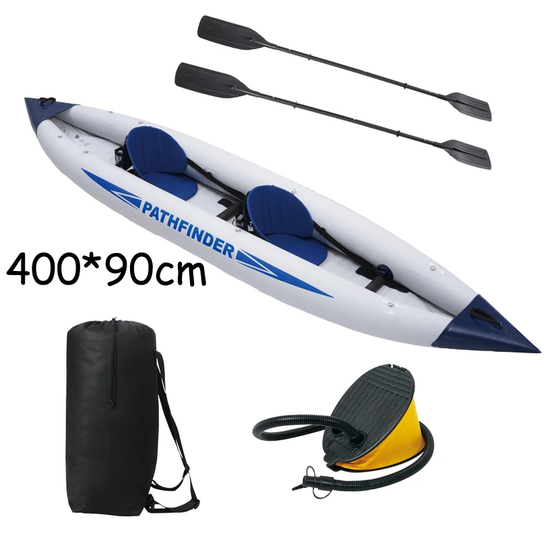 Горячая Распродажа 2 человека pathfinder canoe надувная лодка 400*90 см включая ножной