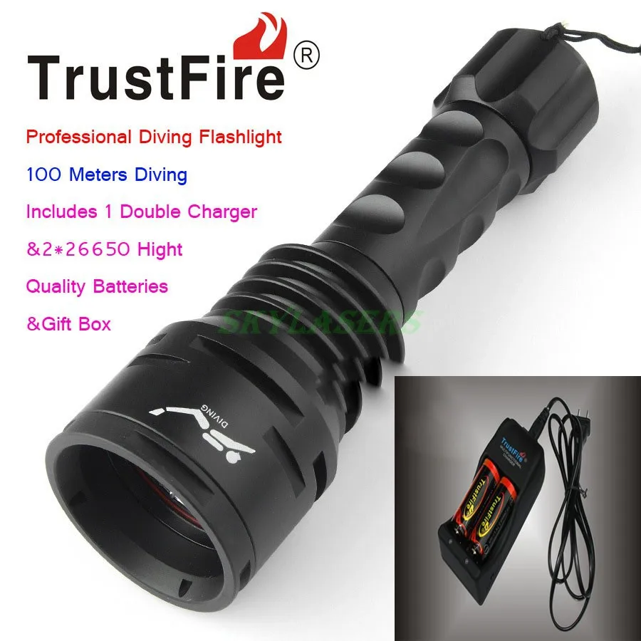 Водонепроницаемый светодиодный фонарь TrustFire DF003 подводный фонарик 100 м 3000 люмен 3T6