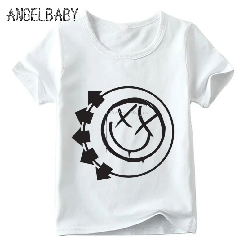 Модная Забавная детская футболка с принтом в виде смайлика и рок группы Blink 182