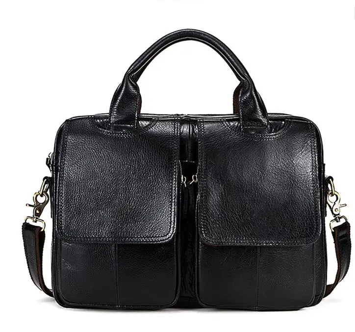 black bag Портфель с выгравированным именем, мужская сумка из натуральной кожи, мужские сумки 14 дюймов, деловые сумки для ноутбука, Мужские портфели, сумки из коровьей кожи - Цвет: black bag