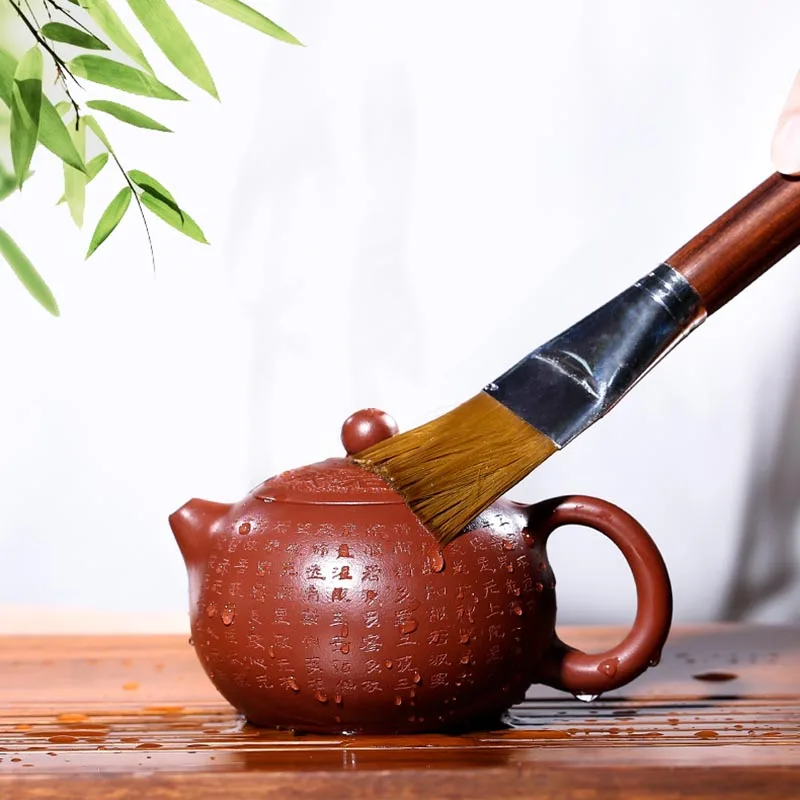 

180cc Yixing Famous Handmade Purple Clay Teapot Engraving Words Raw Ore Dahongpao Mud Zisha Pot Drinkware Black Tea Kettle Gifts