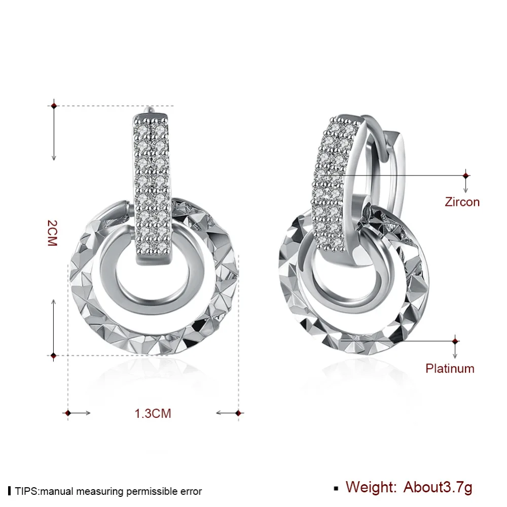 SexeMara Popular Creative Big Ground Zircon Crystal Silver Clip Earrings Party Jewelry Accessories For Lady Women's Fashion | Украшения