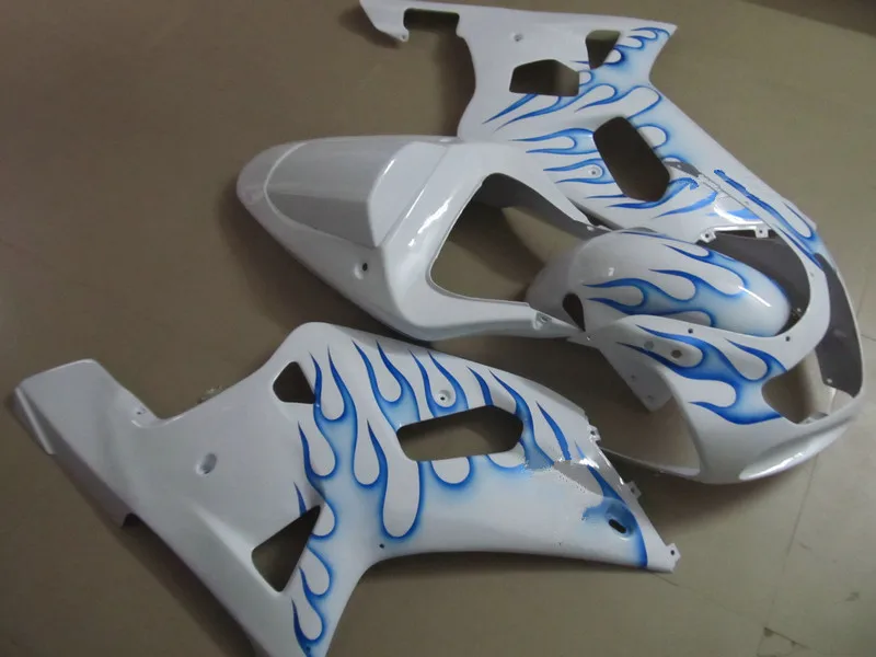 Обтекатель для мотоцикла комплект GSXR600 750 K1 01 02 03 GSXR 600 GSXR750 2001 2003 Blue flames white