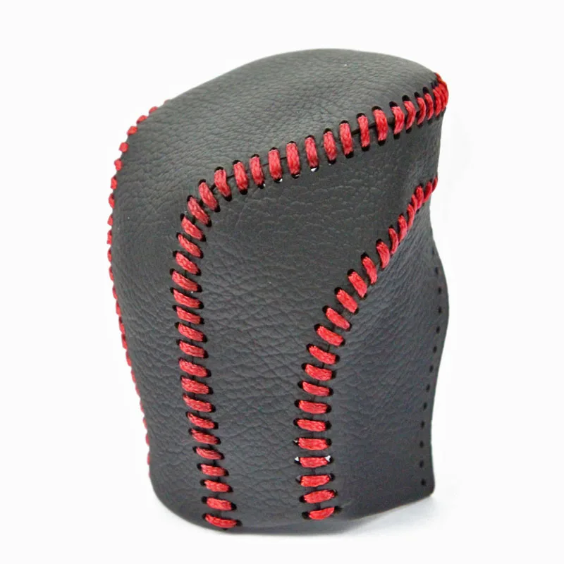 

NULLA DIY 1 Set Genuine Leather Red Line Gear Shift Knob Cover & Handbrake Cover for Toyota Carola Automatic 2014 Car Accessory