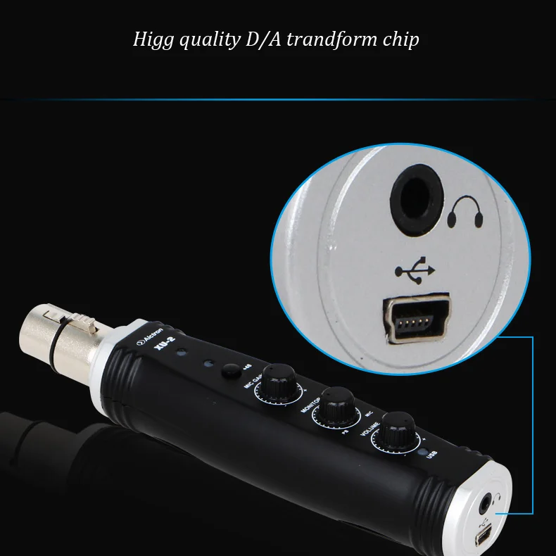Alctron xu-2 usb конвертер XLR в USB микрофон Предварительный усилитель, компьютерный аудио интерфейс, цифровой аудио конвертер с блоком питания