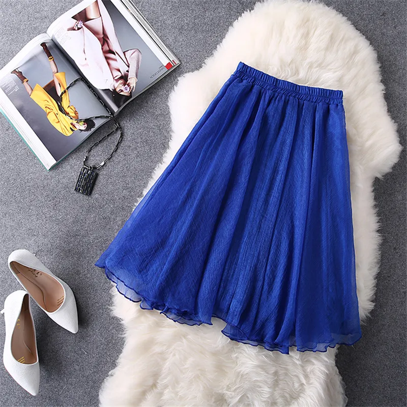 Новинка 2016 весенне-летние фатиновые юбки женские миди до колен с высокой талией