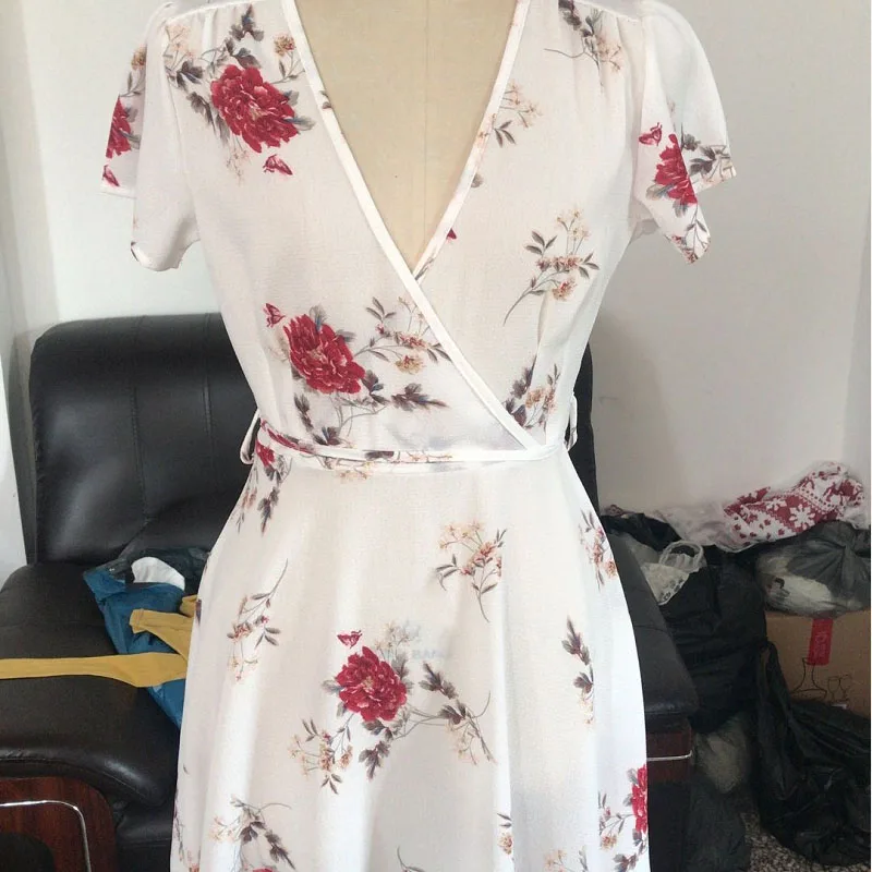 2019 летнее женское мини богемное Цветочное платье Летнее пляжное с коротким