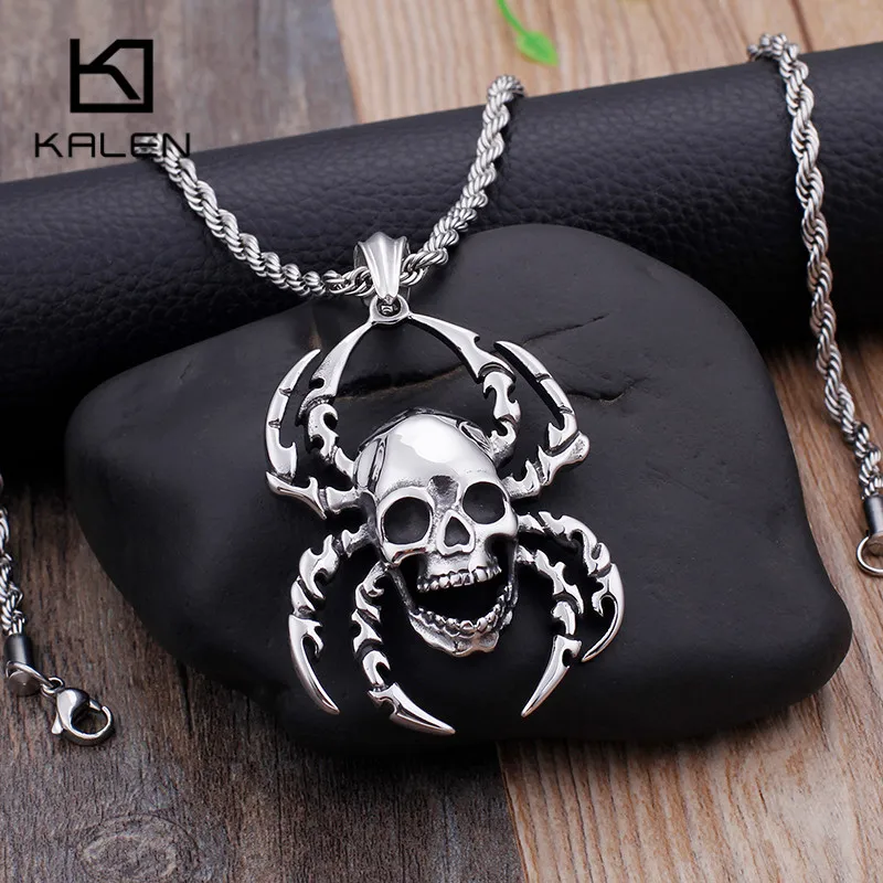 Мужское ожерелье с подвеской в виде черепа KALEN Neo Gothic из нержавеющей стали панк
