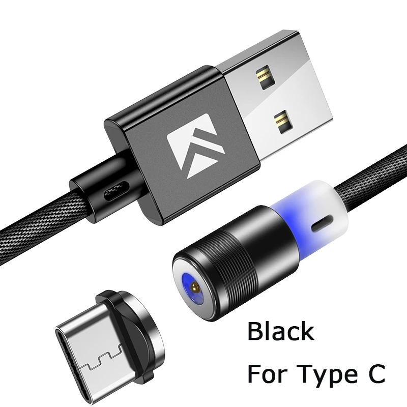 Магнитный кабель FLOVEME usb type-C для samsung S10 S9 Plus, Шнур Micro USB, зарядное устройство для iPhone XS Max XR X, Магнитный зарядный кабель - Цвет: Black For Type C