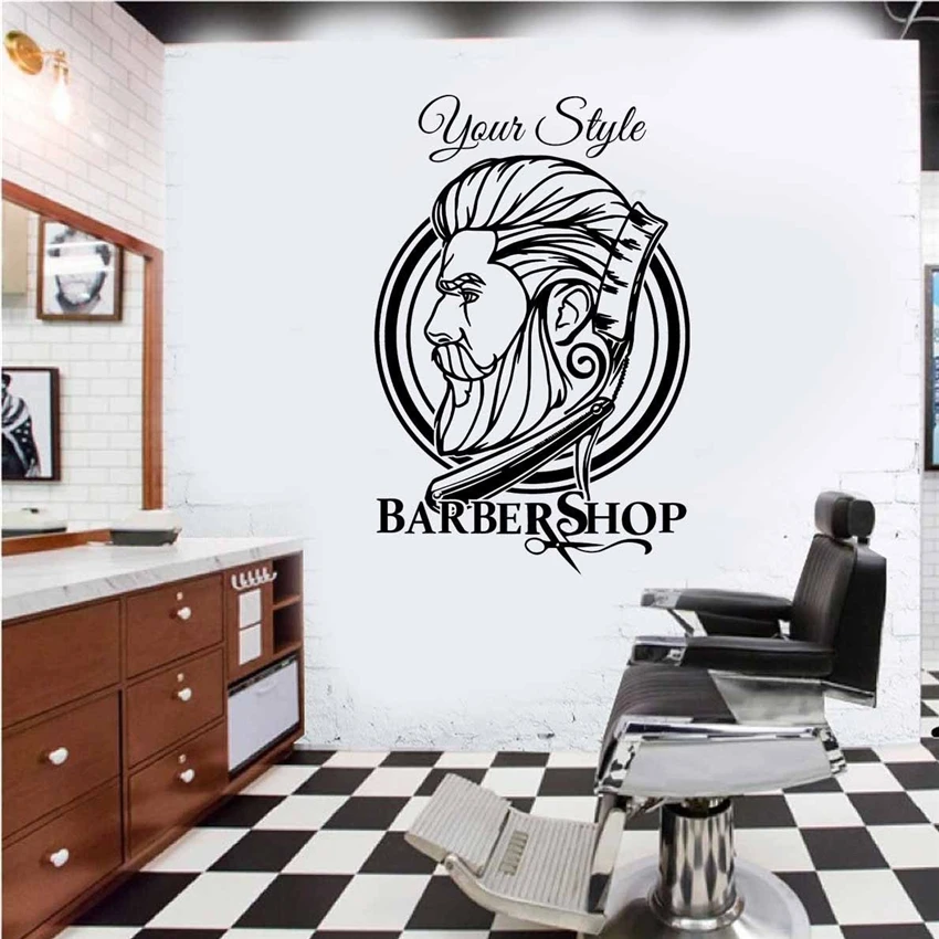 

Barber Shop Hipster Personalised Custom Name Wall Art Sticker Decal Vinyl Removable Wall Decor D675