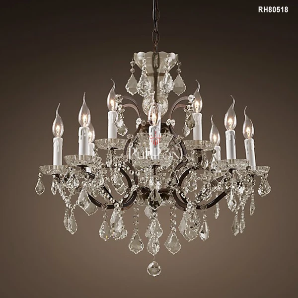 C. Железная и прозрачная Хрустальная люстра ROCOCO | Лампы освещение