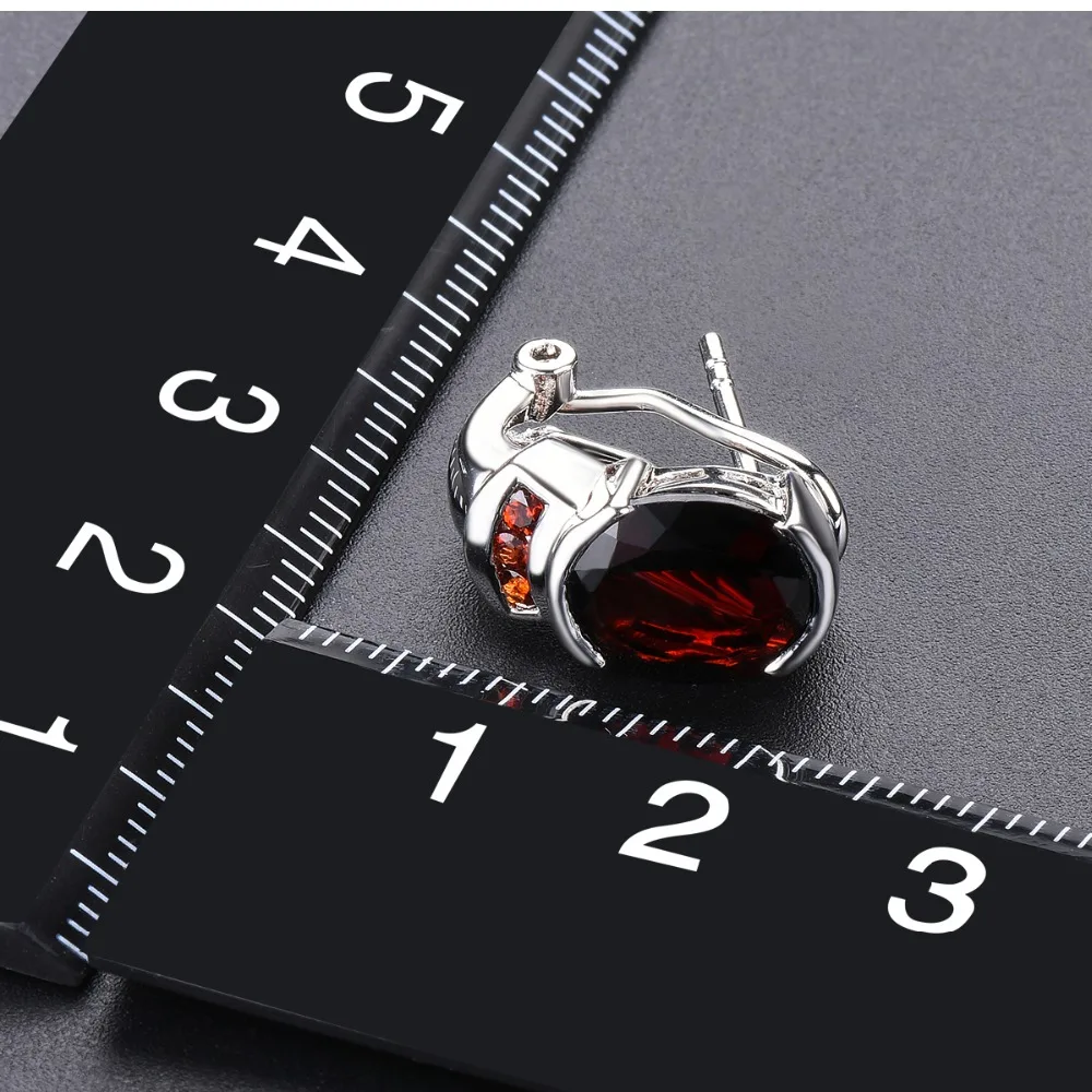 Hutang 8.54ct Природный Черный гранат женские клипсы Твердые 925 пробы серебро красный драгоценный камень изящные элегантные украшения для подарка