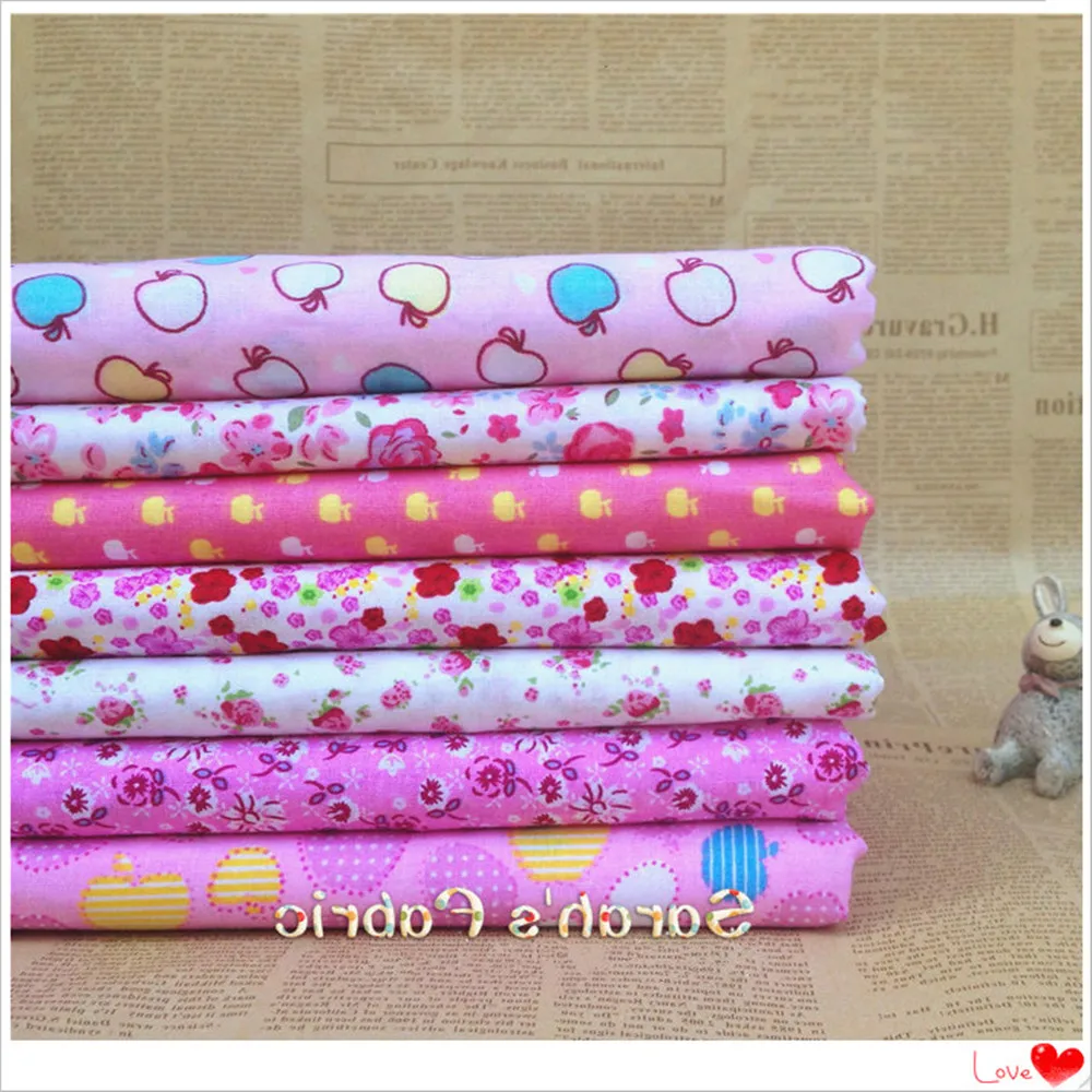 7pcs/lot 50x50cm Pink Floral Cartoon Apple Dot 100% Cotton Fabric Sewing Tilda Doll Cloth DIY Quilting Patchwork Tissue Textile | Дом и сад