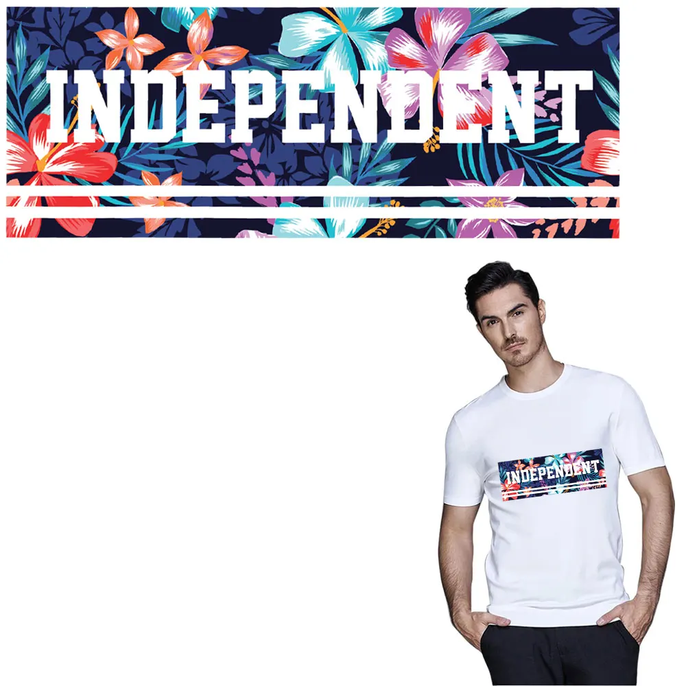 

Applique letter INDEPENDENT flowers stickers iron on T-shirt fleece on A-level patch termoadhesivos ropa clothing accessories