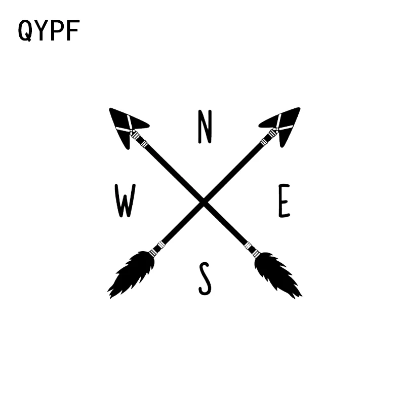 

QYPF 14*13.7CM Interesting Archery Compass Decor Car Sticker Vinyl High Quality Decals Graphic Silhouette C16-1725