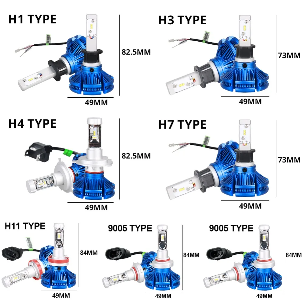 Светодиодсветодиодный автомобильная лампа H7 9005 лм H3 H1 9006/HB3 6500/HB4 HIR2 12 В ZES чип K 50 Вт