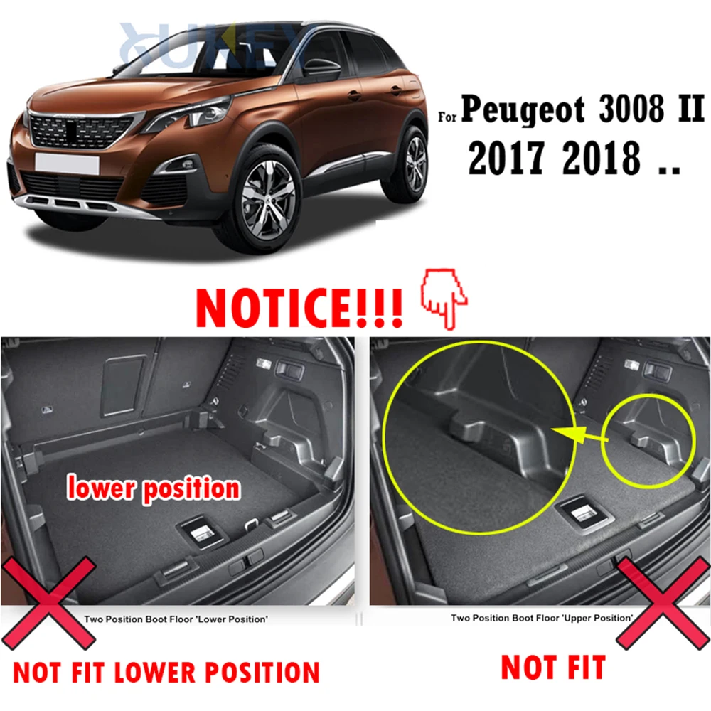 Автомобильный задний коврик для багажника чемодана защита от грязи Peugeot 3008 II 2017