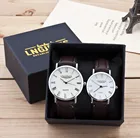 Комплект из 2 предметов, модные парные часы Lover высокий Глянец стекло с кожаным ремешком часы набор содержит коробка для женщин кварцевые часы Relogio Feminino