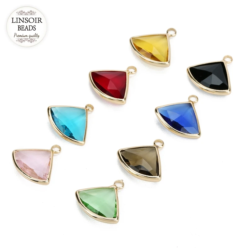 LINSOIR 5pcs/lot Sector Shape Glass Pendants Charms 17*19mm/17*17.5mm Charm for DIY Jewelry Finding Connectors | Украшения и