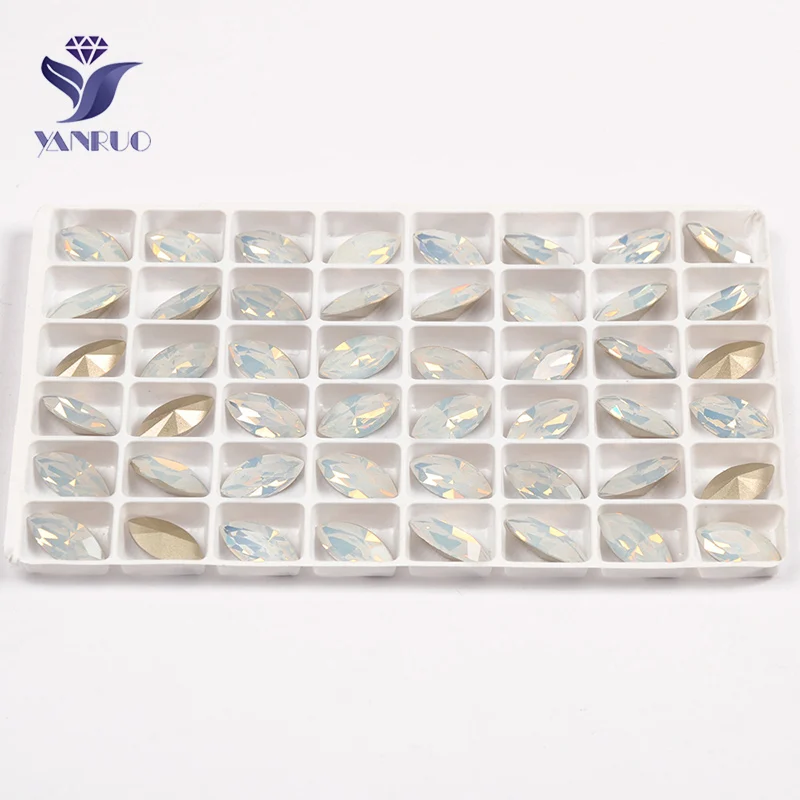 YANRUO 4200 Navette Белый Опал алмазные стеклянные Стразы пришивные кристаллы оптовая