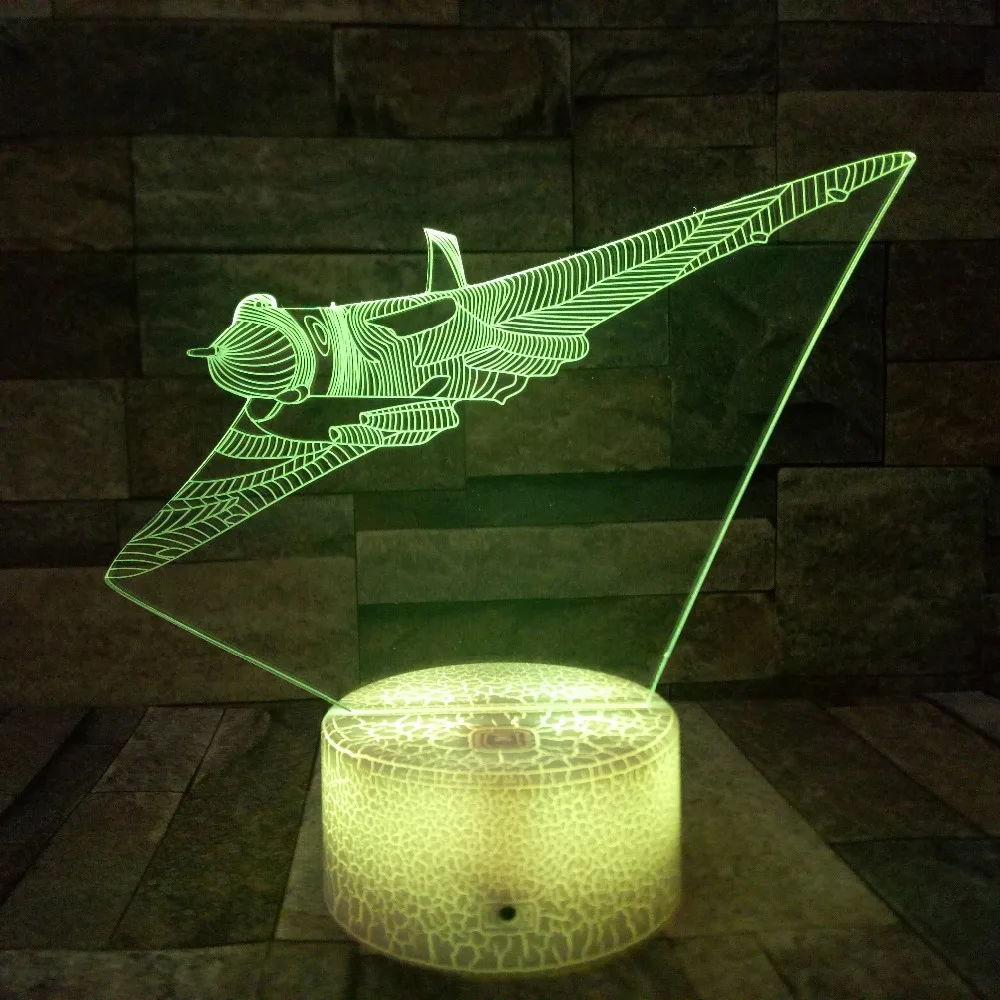 Летающий боевой самолет 3D светильник сенсорный пульт дистанционного управления