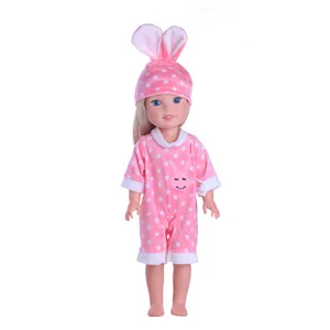 Кукла Luckdoll, аксессуары для одежды, розовый кролик, набор =(1 шапка и 1 полный костюм), подходит для 14,5 дюймов, кукла Wellie Wishers, детский подарок