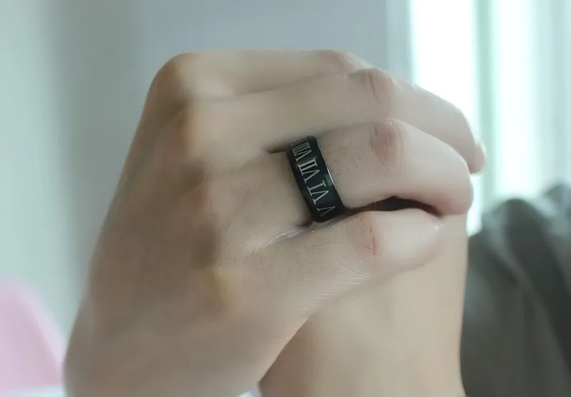 Мужское кольцо с римскими цифрами 8 мм|ring for|black ringblack ring for men |