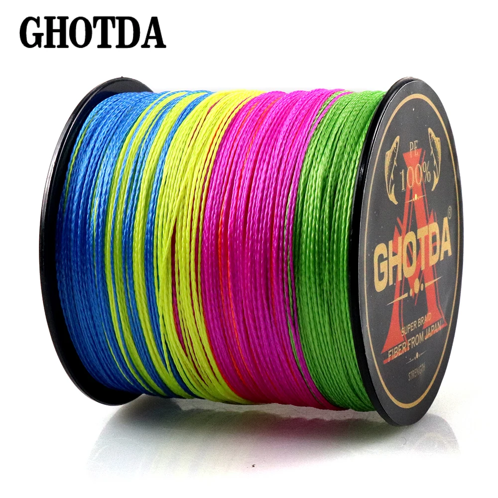 GHOTDA плетеная рыболовная леска 300 м 4 нити 10 120 фунтов мультифиламентная для карпа