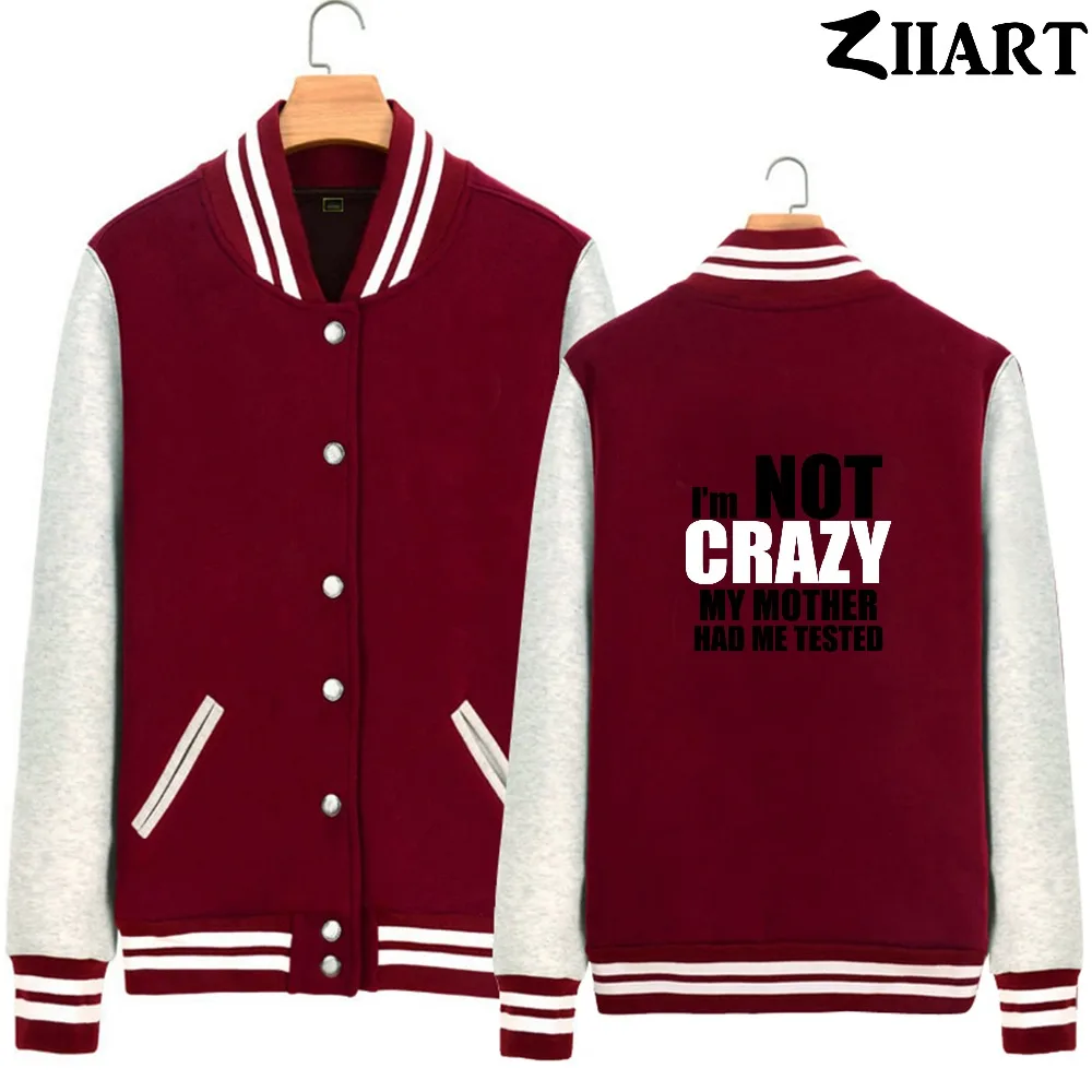 Флисовые бейсбольные куртки ZIIART с надписью I'm Not Crazy надписями и TBBT на молнии |