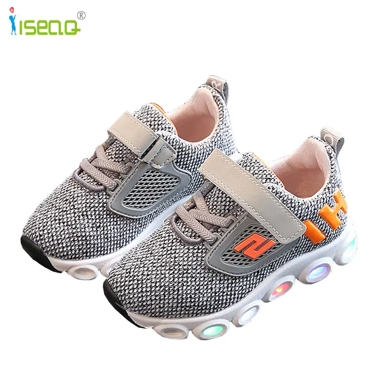 Children boys and girls glowing Sneakers Kids Sports Shoes with luminous Casual Boots for Spring Autumn Rubber Button EUR 21-30 | Детская