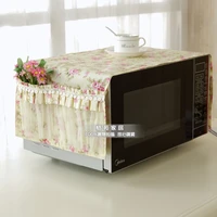 florid microwave oven cover cloth rustic cloth dust cover lace cloth cover pocket design cotton two color options free shipping