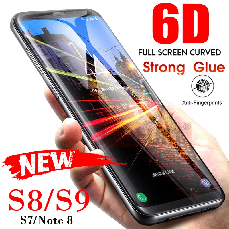 6D полностью изогнутое закаленное стекло для samsung Galaxy S9 S8 Plus Защита экрана S7 Edge Note 8
