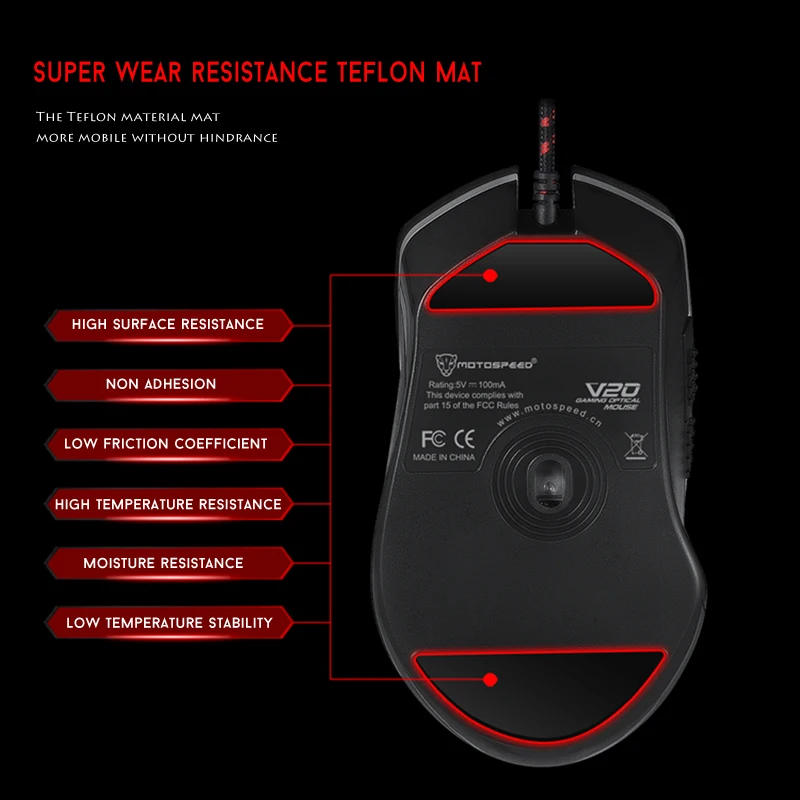 Motospeed V20 RGB программируемая игровая мышь 5000 DPI Профессиональная Регулируемая USB