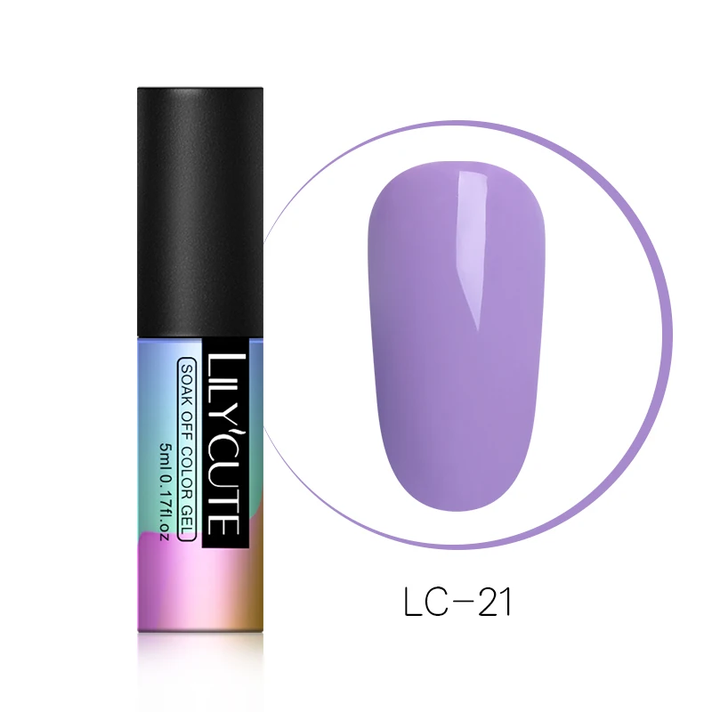 LC-21 LILYCUTE зеленый УФ-гель для ногтей Vernis полуперманентный дизайн ногтей украшение чистый Гель-лак для маникюра дизайн ногтей 5 мл - Цвет: LC-21