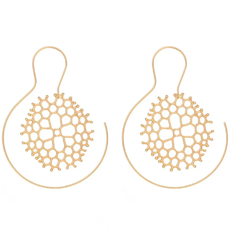 EB797 Gold Новые модные геометрические вихревые шестеренки, круглые спиральный обруч, серьги для женщин, Винтажные серьги для ушей, висячие серьги, вечерние ювелирные изделия, подарок - Окраска металла: EB797 Gold