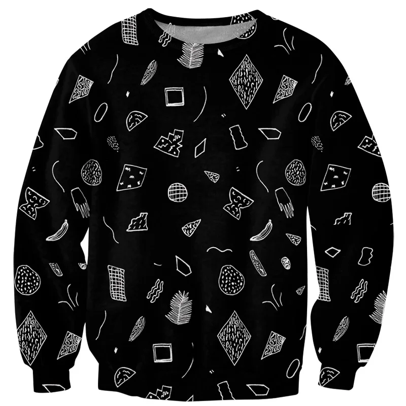 

Autumn Winter Sweatshirts Men Hoodies Harajuku Simple Style Diamond Print Tops O-neck Black Shirt For Unisex Pullover Clothing