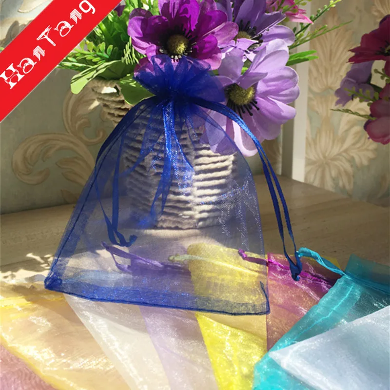 50pcs/lot 7x9 9x12 10x15 13x18cm Organza Bags Jewelry Packaging Wedding Party Decorations Drawable Gift Pouches 5z|Подарочные сумки и