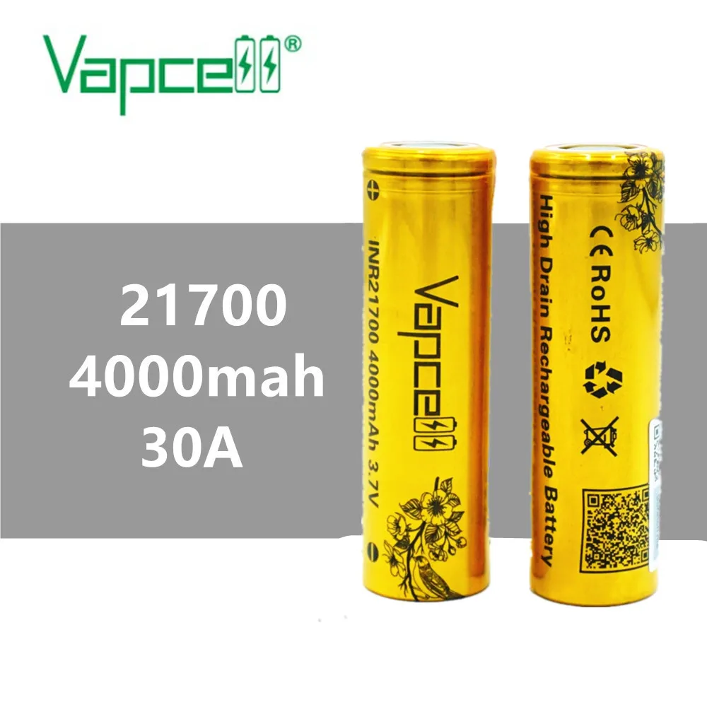 1 шт. VAPCELL INR21700 21700 аккумулятор 4000 мАч литиевая батарея 30 А аккумуляторная высокой