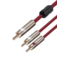 audio cable audiophile rca to dual rca y male splitter cable for amplifier speaker subwoofer ofc shielded rca to 2rca 1m 2m 3m