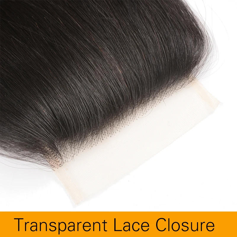 Ali Julia Hair Transparent Lace Closure Brazilian Straight Hair Remy Hair Free Part 120% Density 4*4 Swiss Lace