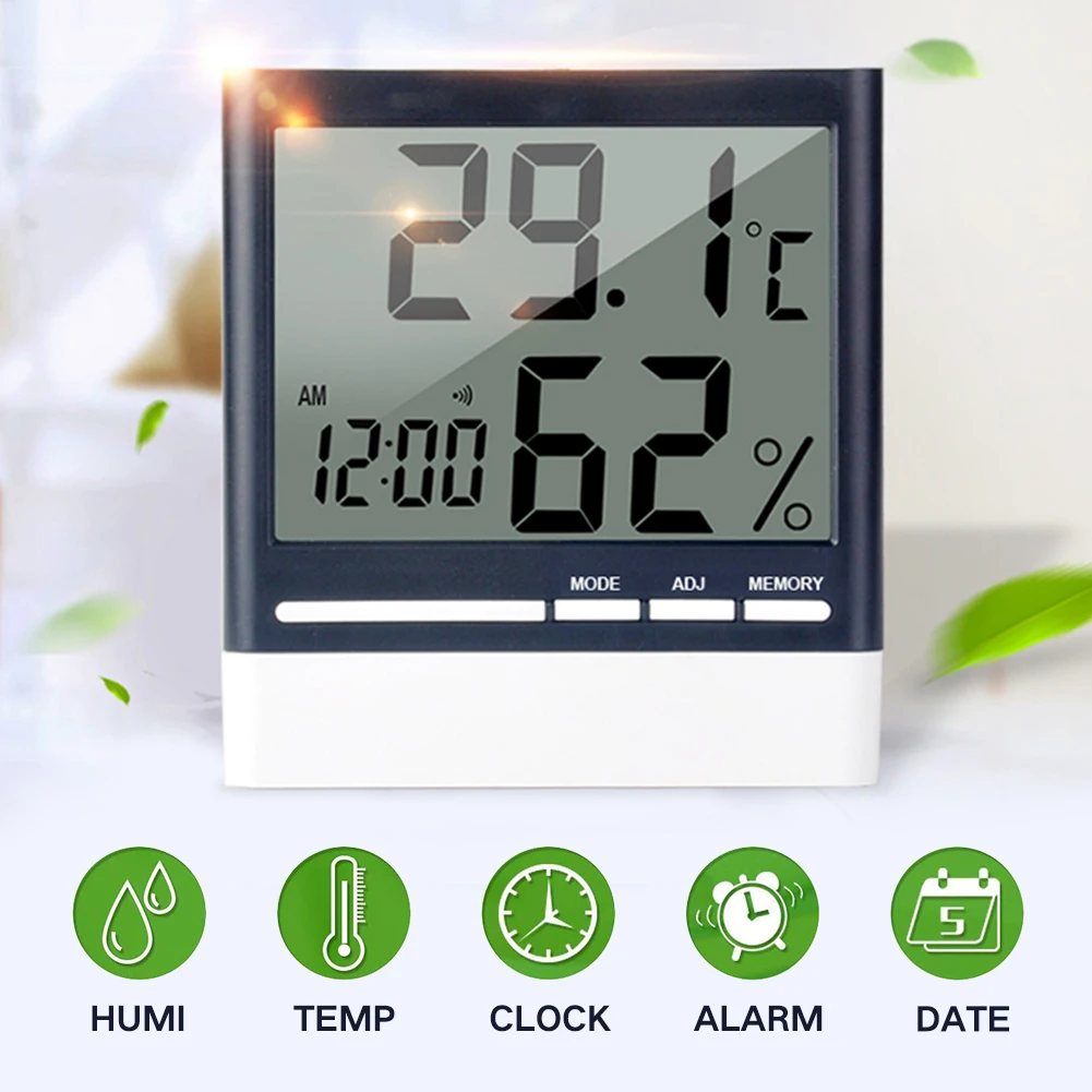 Humidity LCD Display Hygrometer Thermometer Alarm Temperature Monitor Date Digital Multifunction Sensor Indoor Large Screen | Инструменты