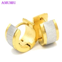 amumiu fashion men earings jewelry brincos goldsilver color 316l stainless steel earrings ear cuff wholesale classical e007