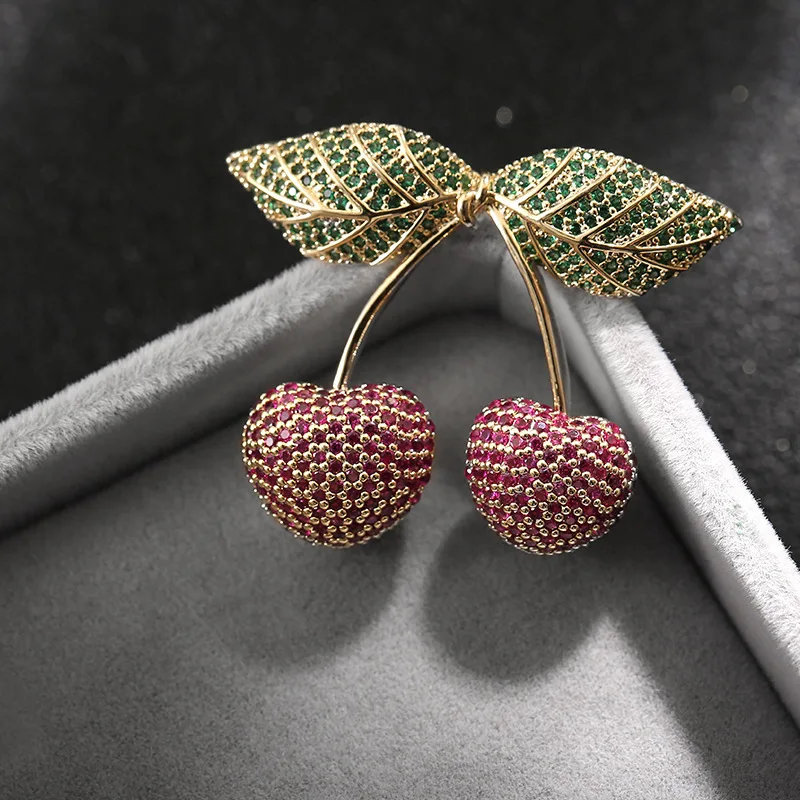 Высокое качество Вишня брошь высокого класса циркон фрукты медальон Аксессуары