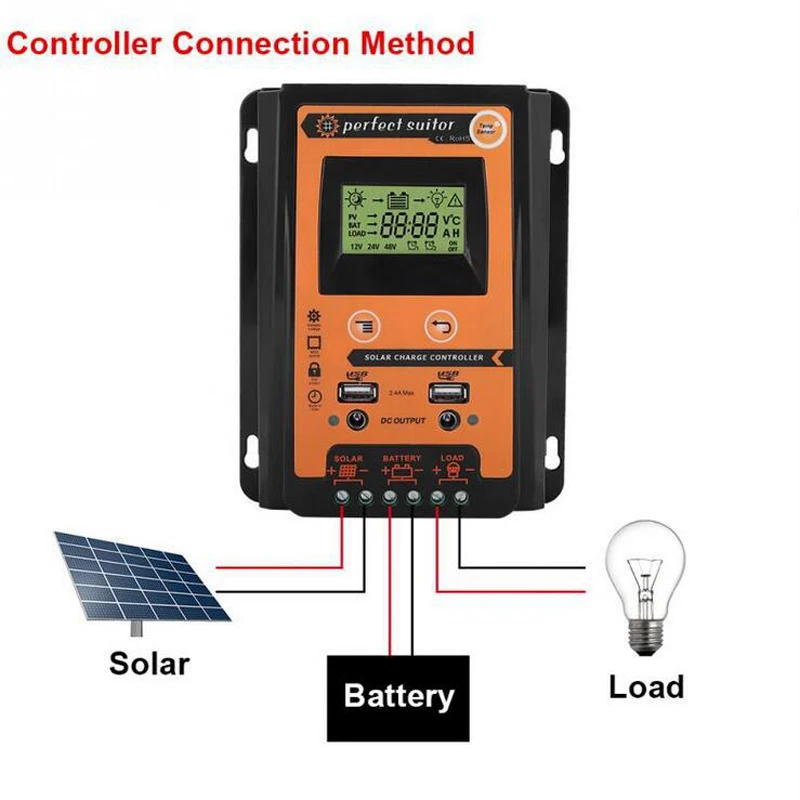 

12V/24V 30A 50A 70A Solar Charge Controller Solar Panel Battery Regulator Dual USB LCD Display