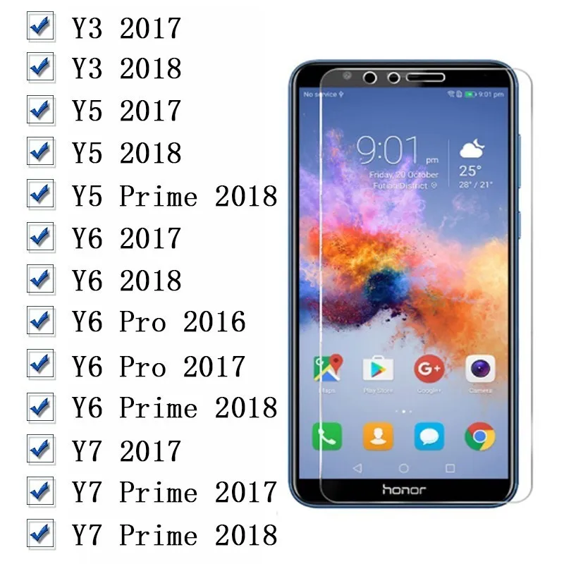 Для Huawei Y3 Защитное стекло для Y7 Y5 Y6 Y9 Y 3 5 6 7 9 Pro Prime 2017 2018 защитная пленка из