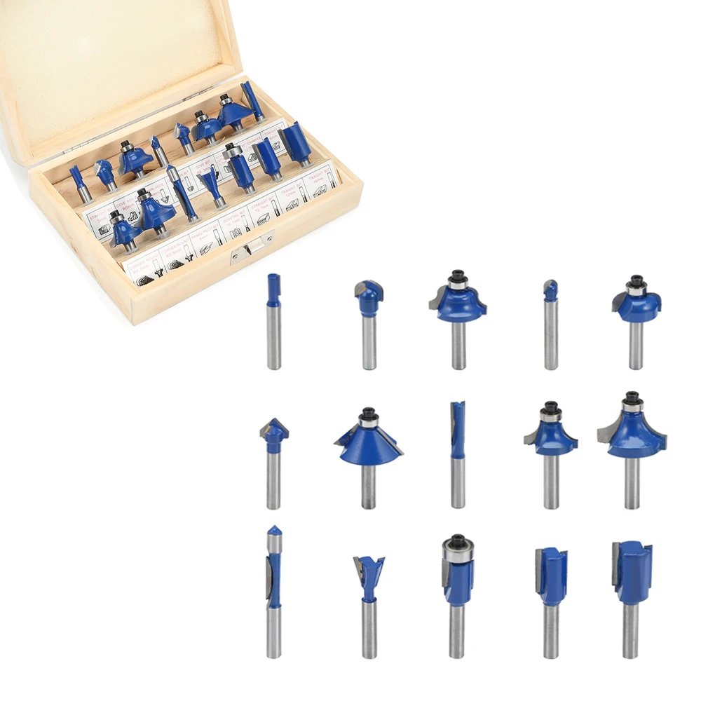 

15Pcs Router Bit Milling Cutter Woodworking Tool For Electric Hnad Trimmer