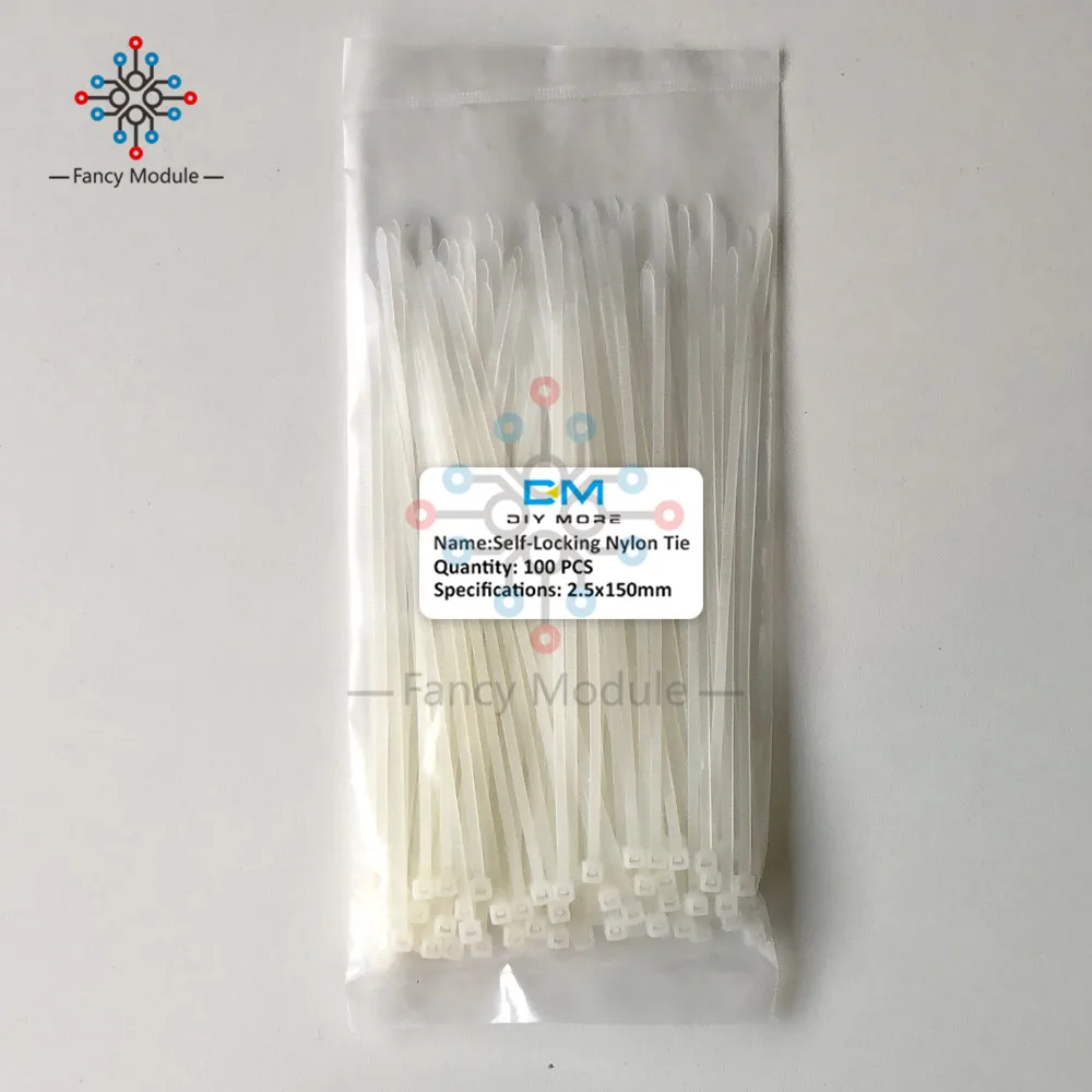 White 100 шт красочные нейлоновые кабельные маркерные стяжки, этикетки провода ремни, самоблокирующийся пластиковый нейлоновый кабель, 12 цветов 2,5*150 мм - Цвет: White